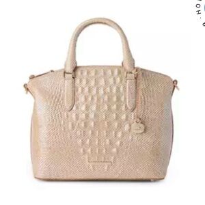 NWT Brahmin Duxbury Cream Leather Satchel with Top Handles